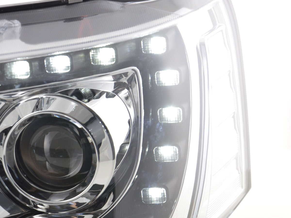 Scheinwerfer Set Daylight LED Tagfahrlicht VW Bus T5 ab 2009 chrom Scheinwerfer Set Daylight LED Tagfahrlicht VW Bus T5 ab 2009 chrom